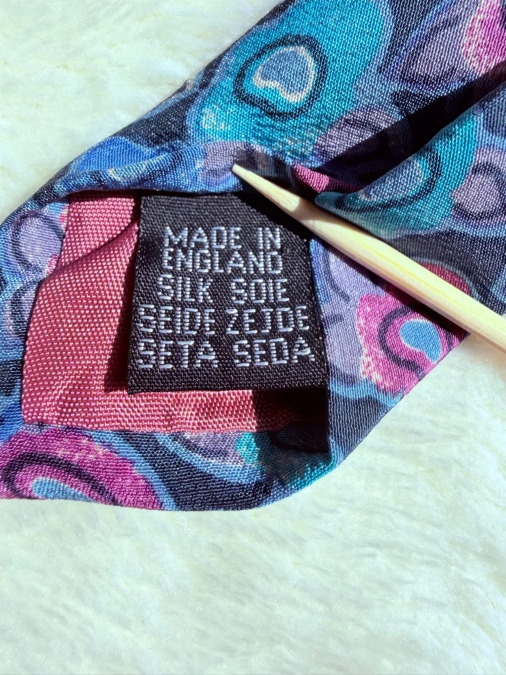 Vintage Harrods‎ by Michelsons Men's Silk Floral Tie Blue Pink Classic Size